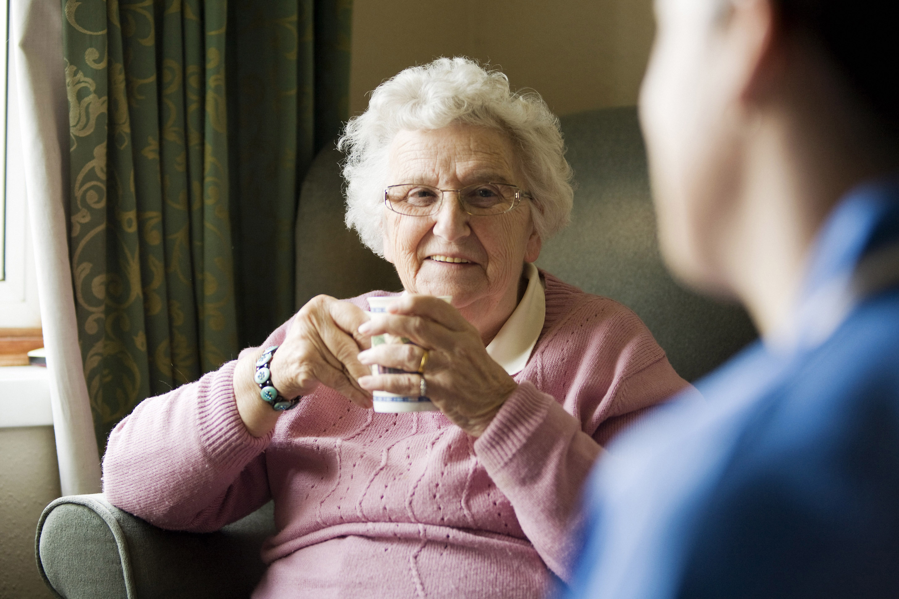 Home care in Darlington and Yarm, woman having cup of tea