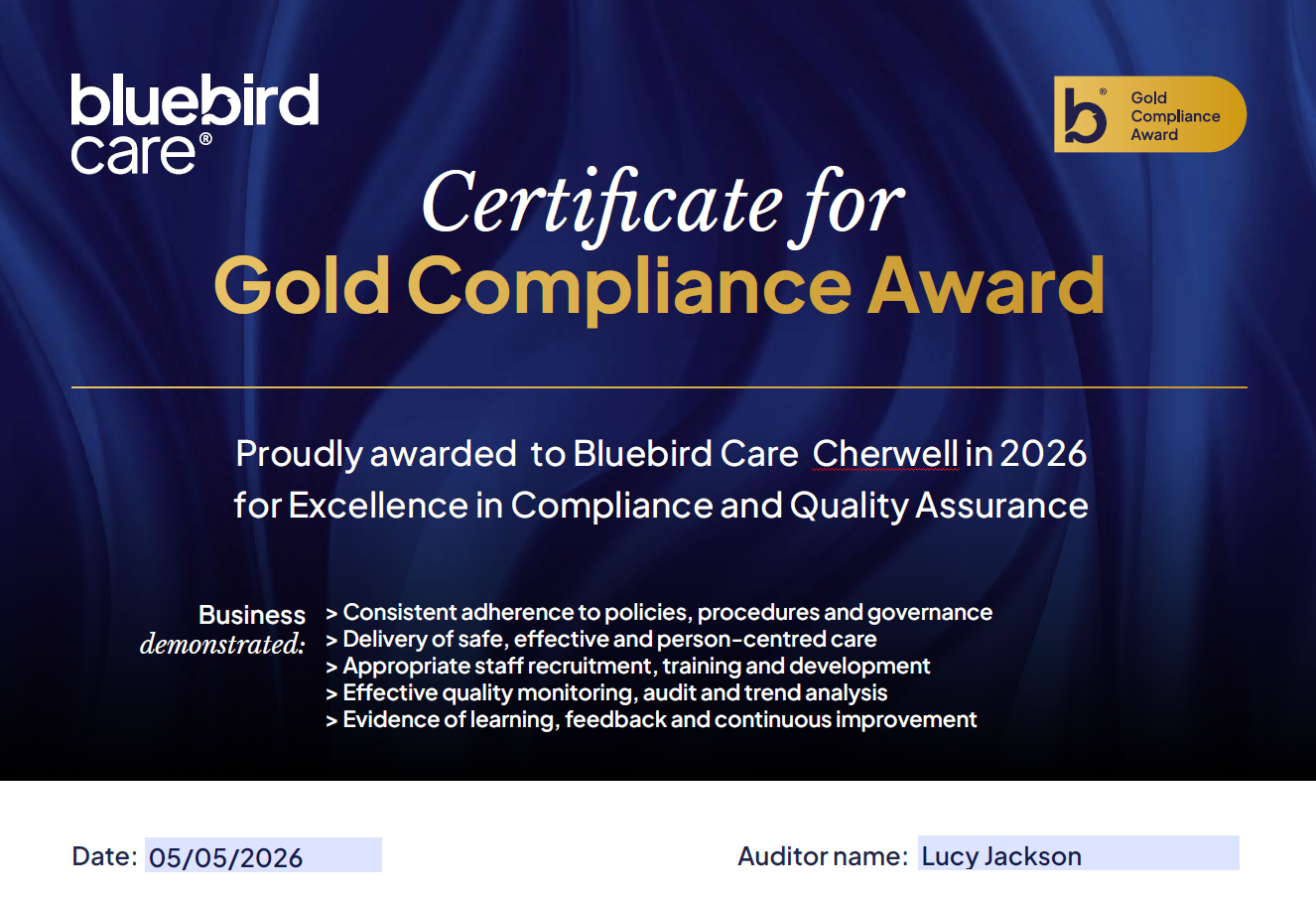 Gold Compliance Award 1 Gold Compliance Award 1