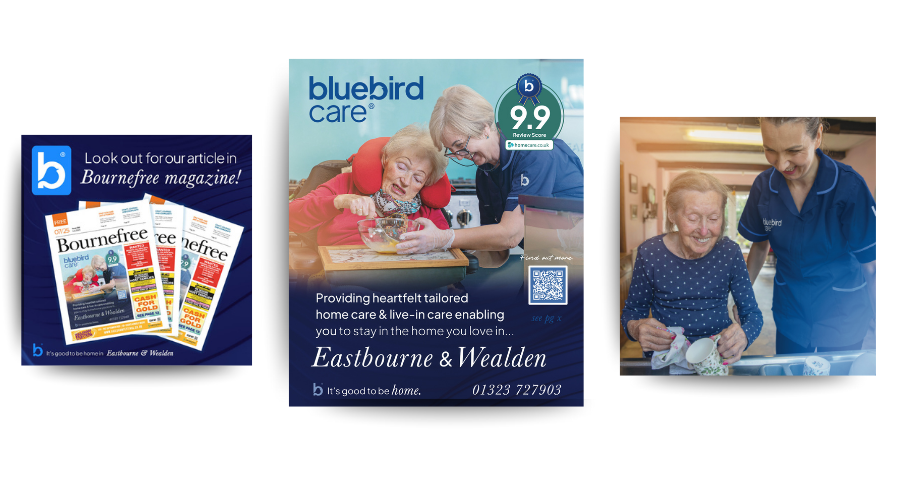Bluebird Care Eastbourne Featured on the Front Cover of BourneFree Magazine