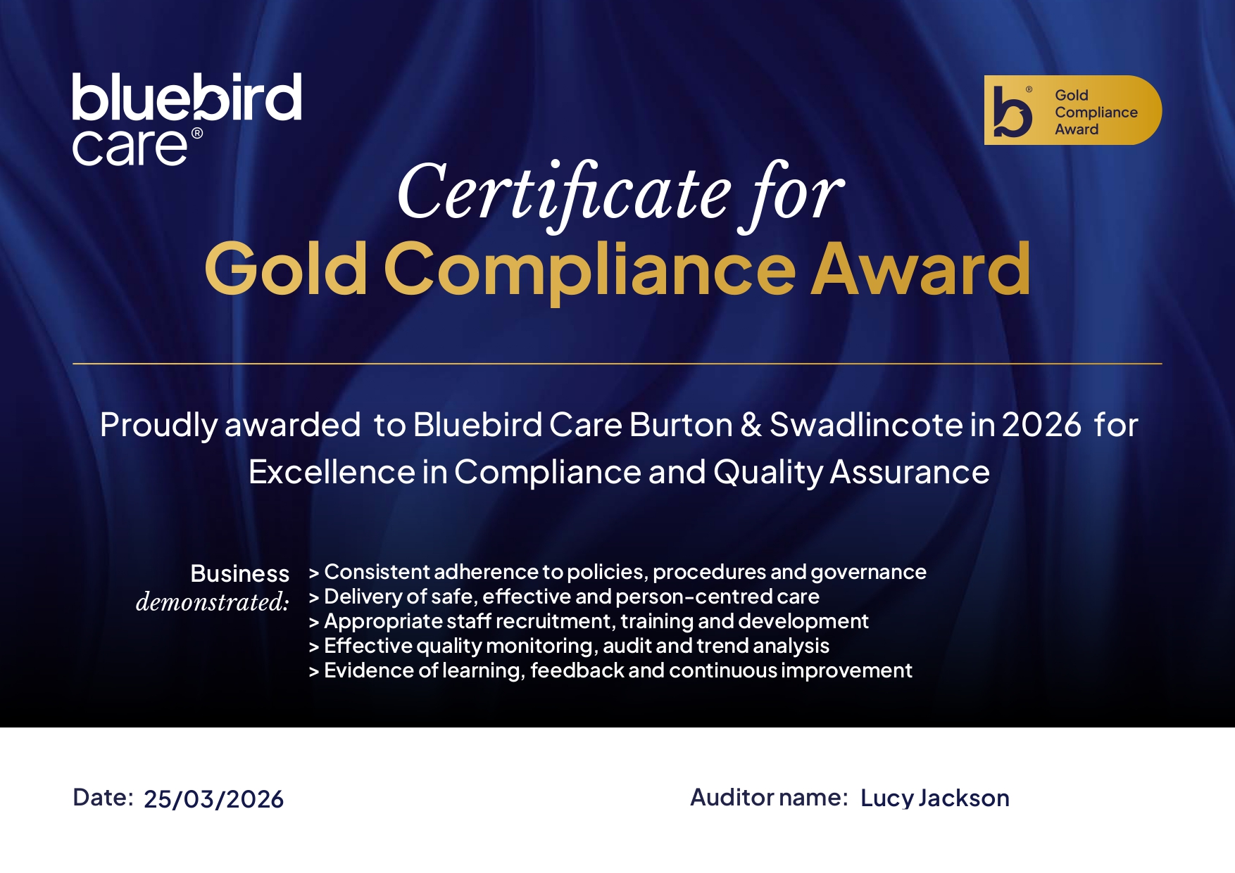 Gold Compliance Certificate Gold Compliance Certificate