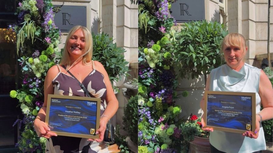 Angie and Heather Bluebird Care winners Angie and Heather Bluebird Care winners