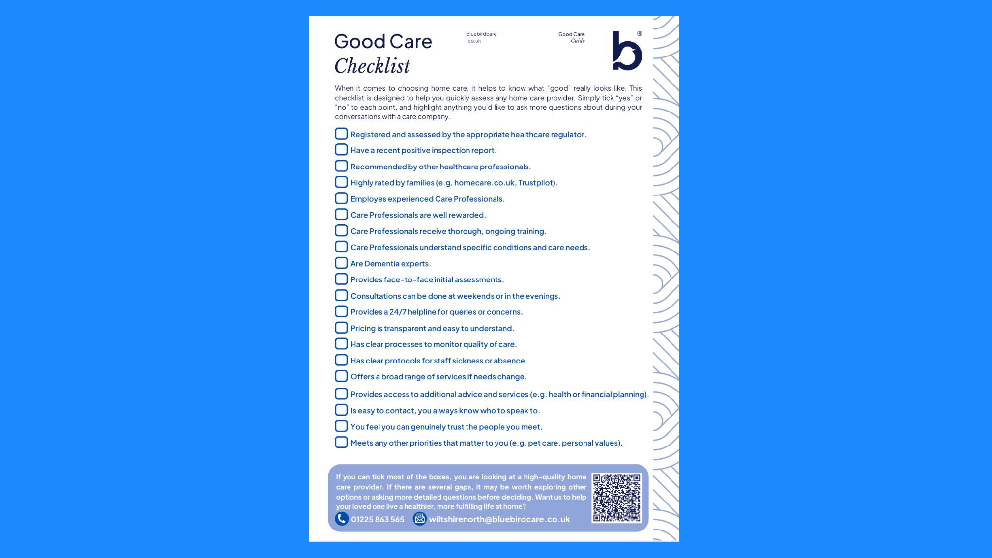 Good Care checklist Good Care checklist