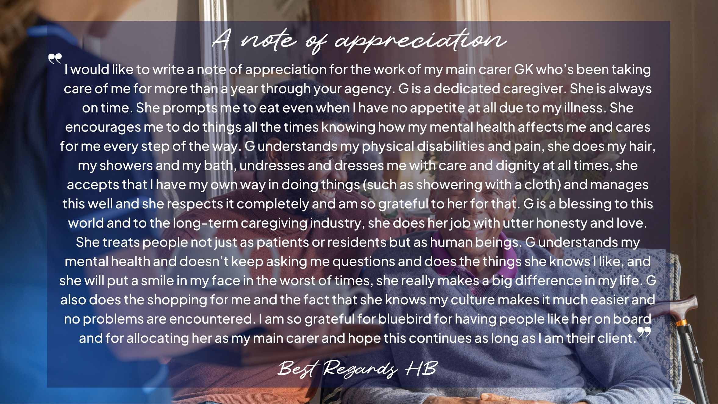 A note of appreciation A note of appreciation