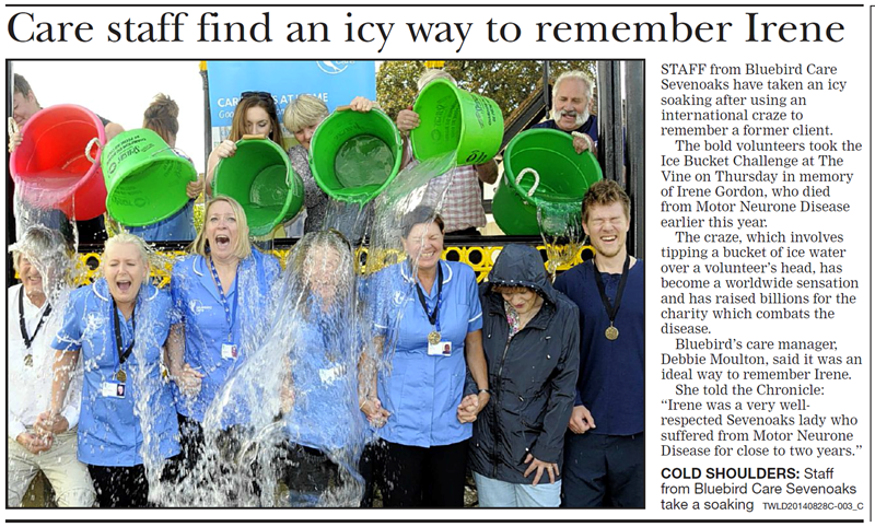 Ice bucket challenge: photo and article from the Sevenoaks Chronicle