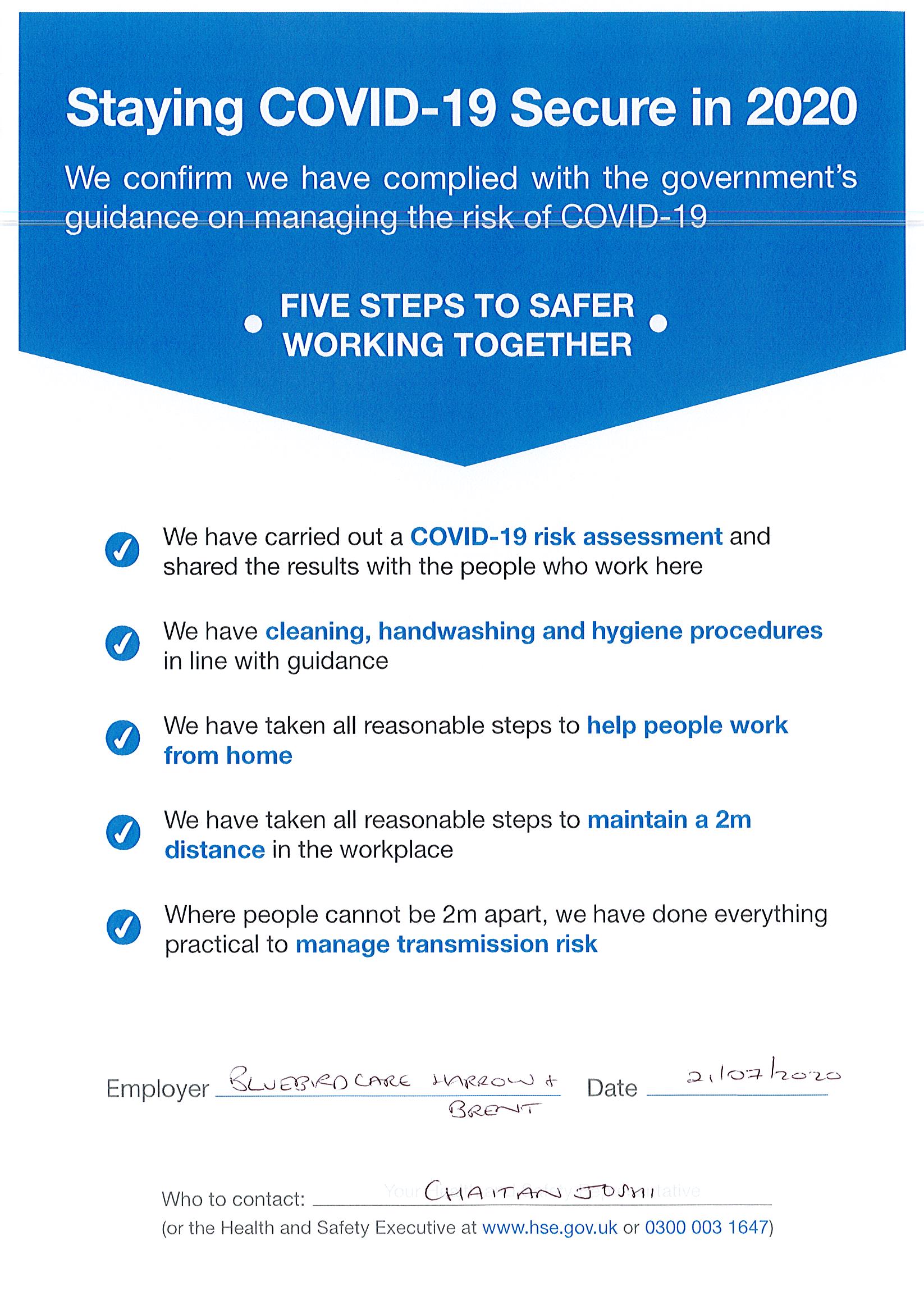 Staying COVID-19 Secure in Harrow