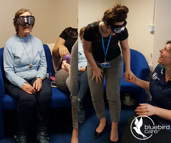Bluebird Care East Devon customer with virtual reality set