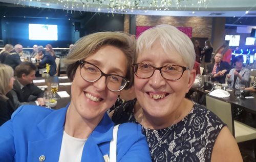 Bluebird Care Communications and Marketing Manager Sharon with the Volunteer Hub Coordinator at the Southend Association of Voluntary Services, Judy Harp