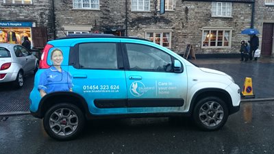 The Bluebird Care Panda looking a little muddy after a wet-weather visit