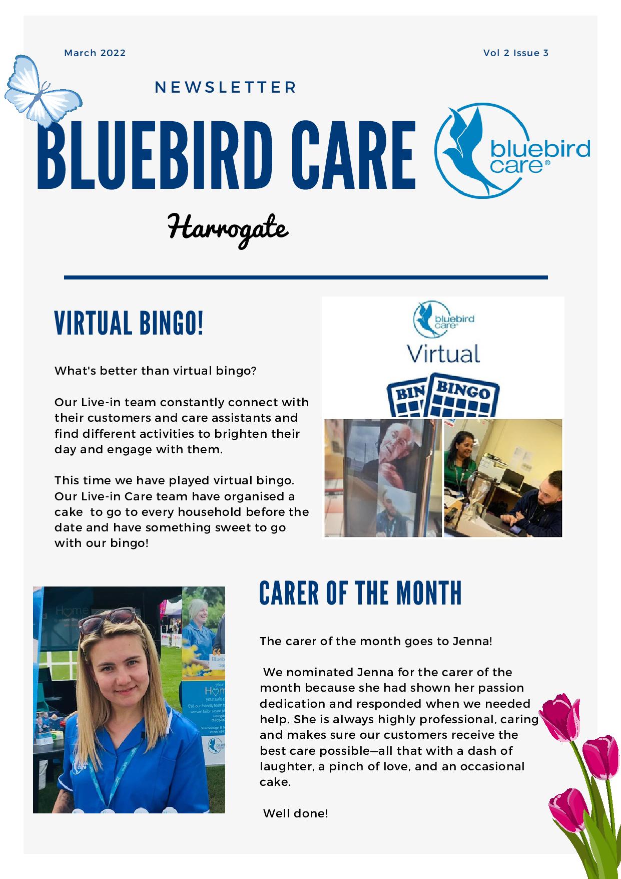 Virtual Bingo with Live-in Care team| Newsletter | home care  in Harrogate | Live-in Care in Harrogate